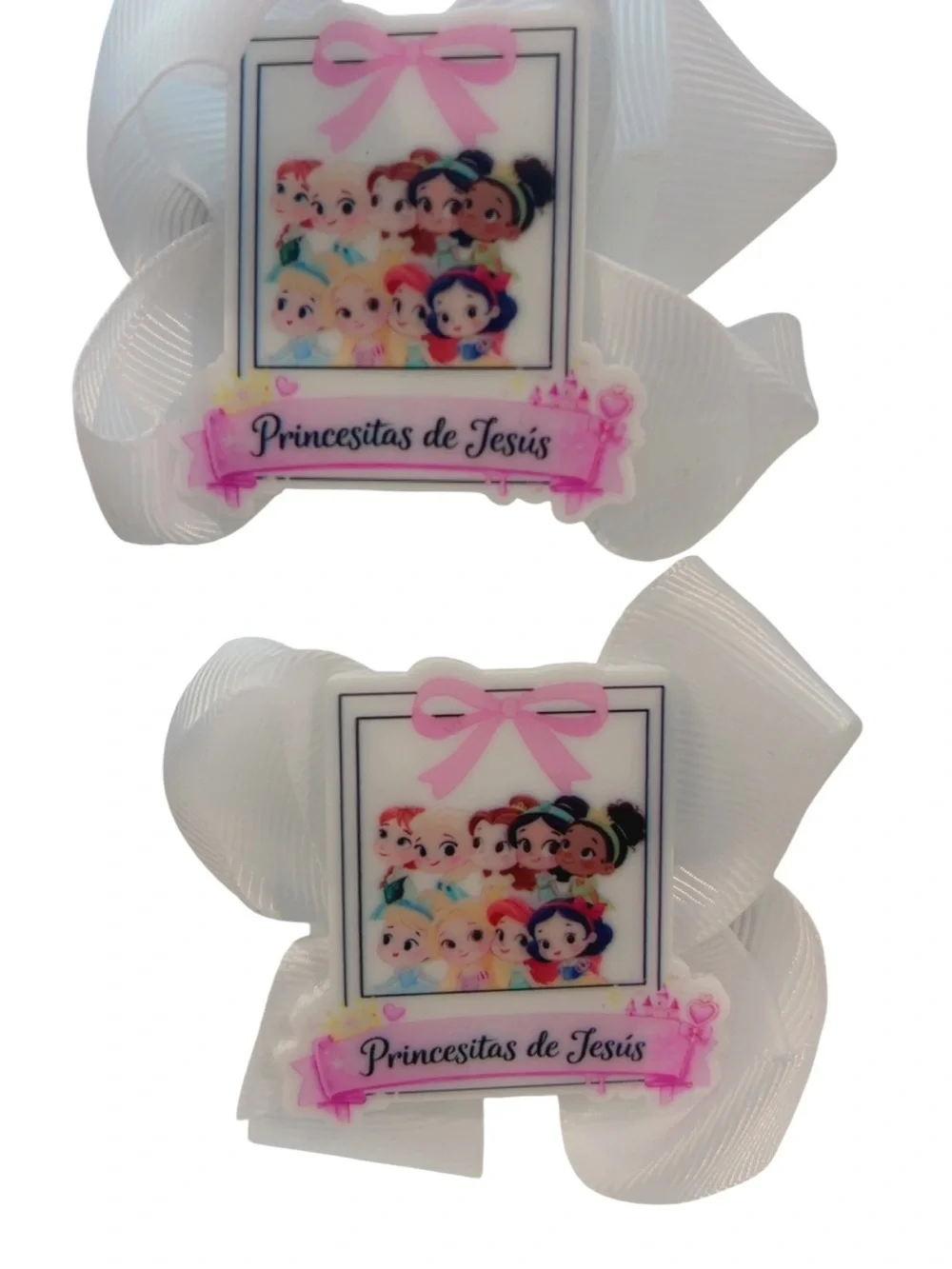 Princesses of Jesus 3” Boutique Hair Bow Set | White Christian Hair Bows | Pair